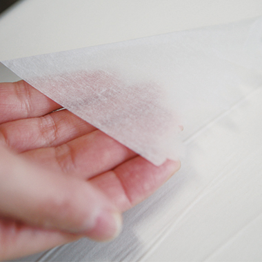 Extremely thin high quality Japanese wagashi paper; a total of 27,000 meters cut to an ultra-thin width.